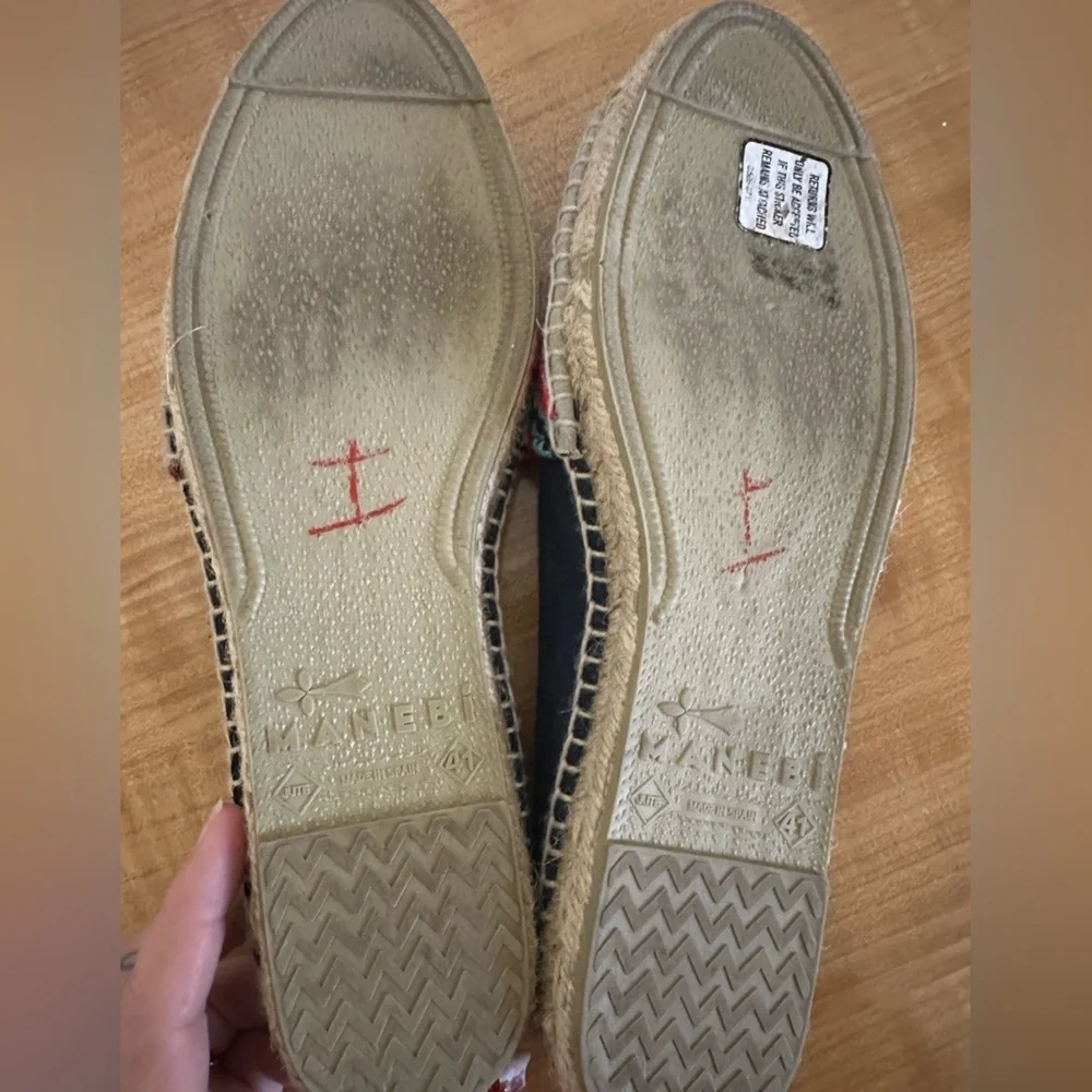 Manebi Suede and Canvas Embroidered Espadrilles in Blue and Pink - Size 41/11